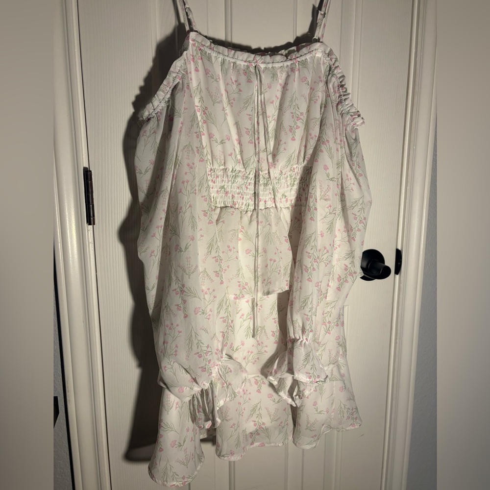 Pink Floral Ruffle Top